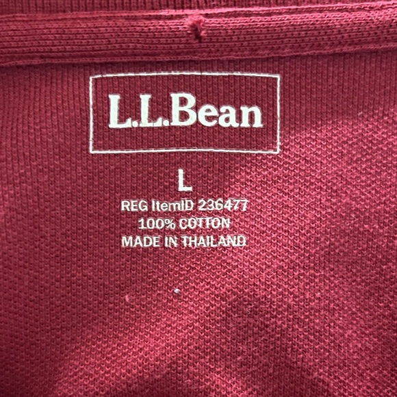 L.L. Bean Burgundy Long-Sleeve Polo Shirt Men’s Large 100% Cotton Classic Fit - Picture 4 of 16